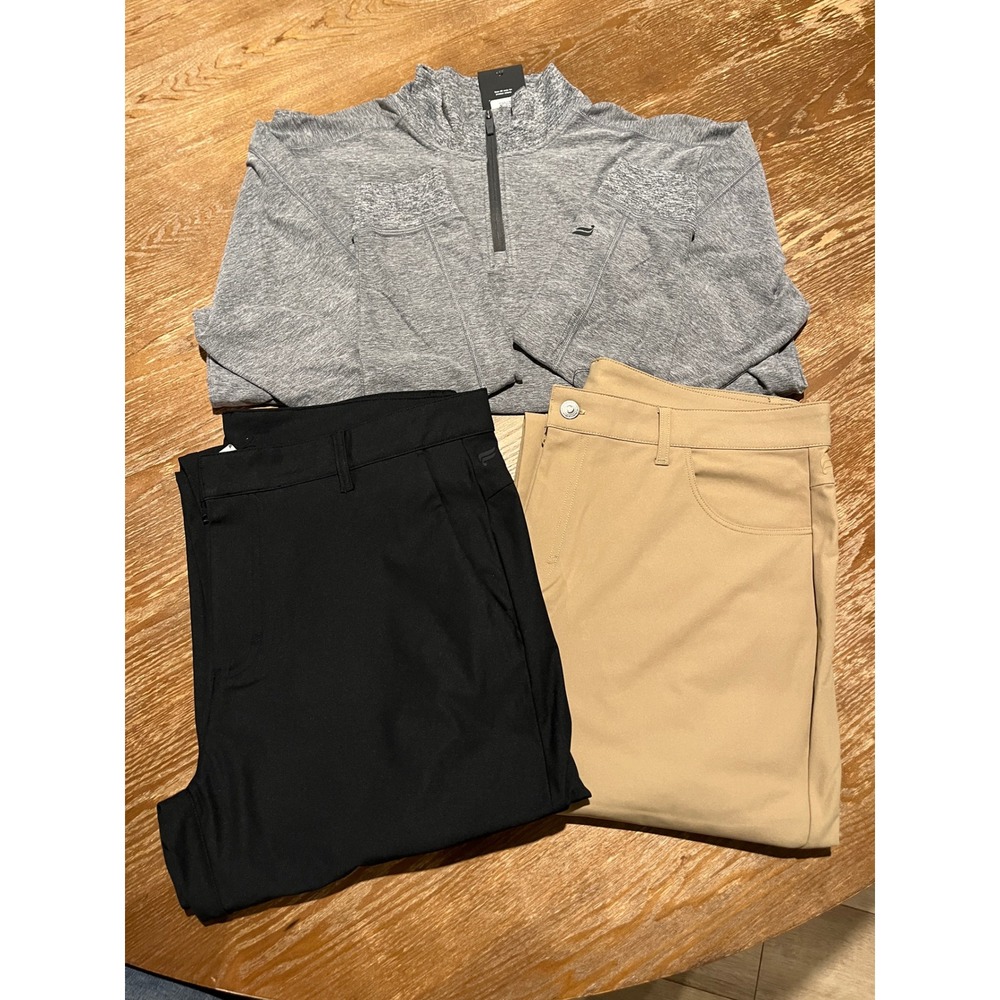 Fabletics‎ Don Trouser Slim Fit 36x32 Mens Pants Cloud Jersey 1/4 Zip Shirt  L